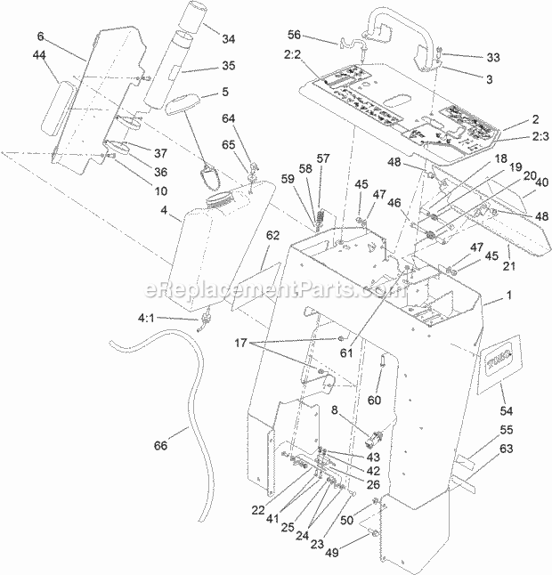 Toro 22973 (315000001-315999999) Trx-20 Trencher, 2015 Control Tower Assembly Diagram