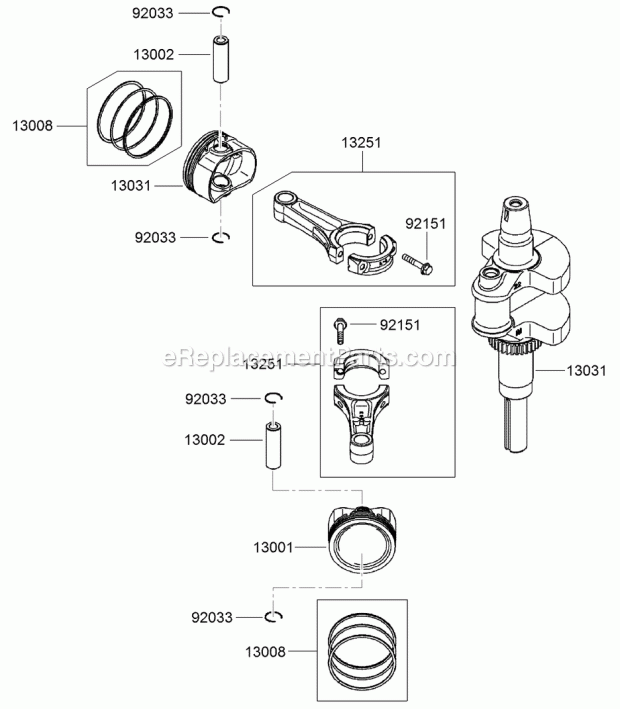 Toro 22973 (400000000-999999999) Trx-20 Trencher, 2017 Piston and Crankshaft Assembly Diagram