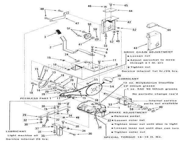 Toro 23-08BP03 (1984) Lawn Tractor Transmission, Differential And Drive System Diagram