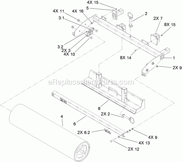 Toro 23102 (315000001-315999999) Soil Cultivator, Compact Utility Loader, 2015 Roller Frame and Grader Assembly Diagram