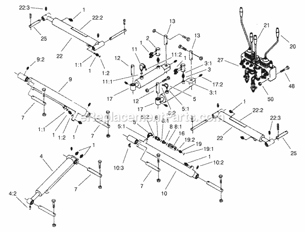 Toro 23160 (210000001-210999999) Backhoe, Dingo Compact Utility Loader, 2001 Cylinder and Controls Assembly Diagram