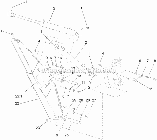 Toro 23163 (250000001-250999999) Backhoe, Dingo Compact Utility Loader, 2005 Boom Assembly Diagram