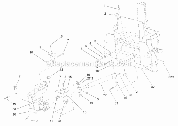 Toro 23163 (260000001-260999999) Backhoe, Compact Utility Loader, 2006 Main and Swing Frame Assembly Diagram