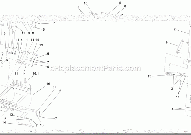 Toro 23163 (280000001-280999999) Backhoe, Compact Utility Loader, 2008 Bucket and Dipperstick Assembly Diagram