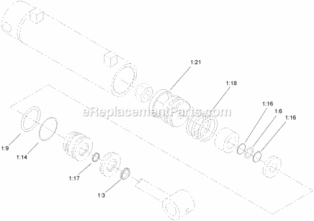 Toro 23163 (280000001-280999999) Backhoe, Compact Utility Loader, 2008 Hydraulic Cylinder Assembly No. 107-9471 Diagram