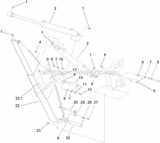 Toro 23163 (290000001-290999999) Backhoe, Compact Utility Loader, 2009 Boom Assembly Diagram