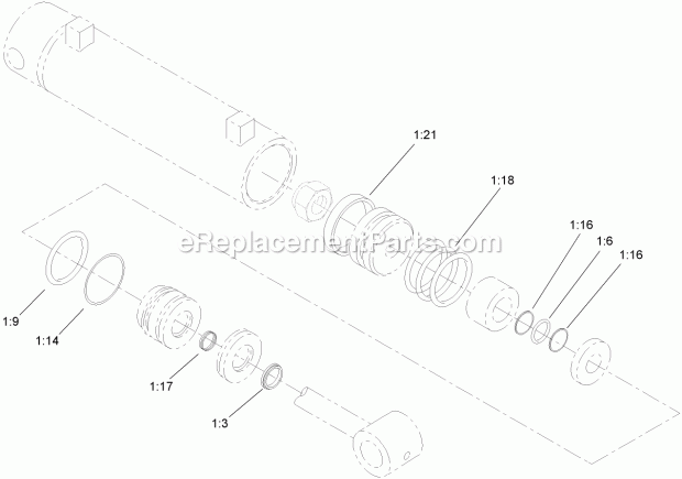 Toro 23163 (311000001-311999999) Backhoe, Compact Utility Loader, 2011 Hydraulic Cylinder Assembly No. 107-9471 Diagram