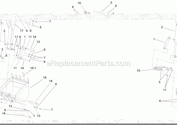Toro 23163 (315000001-315999999) Backhoe, Compact Utility Loader, 2015 Bucket and Dipperstick Assembly Diagram