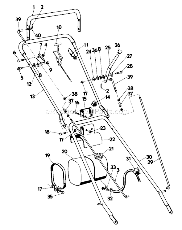 Toro 23205 (6000001-6999999)(1976) Lawn Mower Handle Assembly Diagram