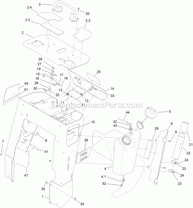 Toro 23208 (314000001-314999999) Stx-26 Stump Grinder, 2014 Tower and Fuel Tank Assembly Diagram