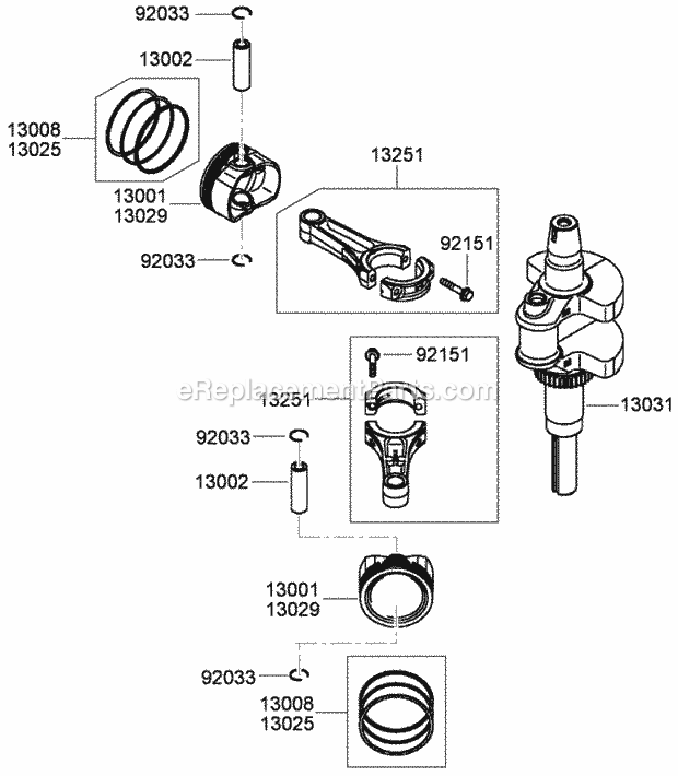 Toro 23210 (313000001-313000138) Stx-26 Stump Grinder, 2013 Piston and Crankshaft Assembly Diagram