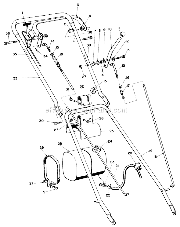 Toro 23267 (2000001-2999999)(1982) Lawn Mower Handle Assembly Diagram