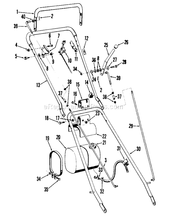 Toro 23301 (0000001-0999999)(1970) Lawn Mower Handle Assembly-25 and 34 Inch Diagram