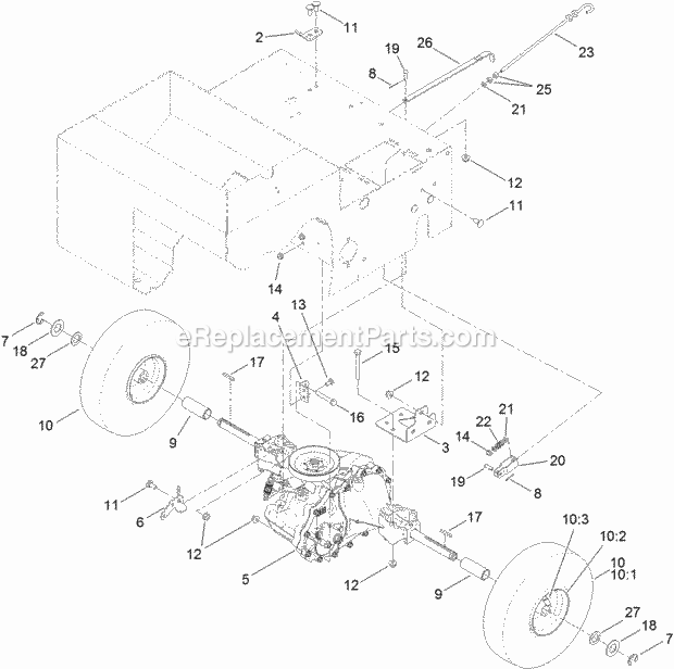 Toro 23510 (312000001-312999999) 20in Turf Seeder, 2012 Transmission Assembly Diagram