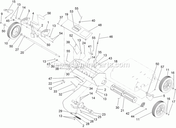 Toro 23511 (313000001-313999999) 18in Turf Seeder, 2013 Wheel and Height Adjust Assembly Diagram