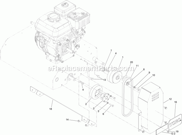 Toro 23511 (314000001-314999999) 18in Turf Seeder, 2014 Belt Drive Assembly Diagram
