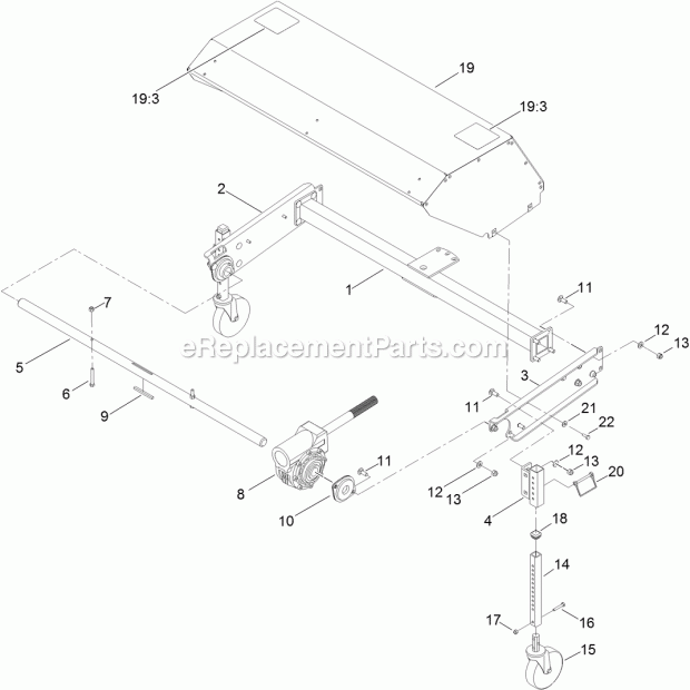 Toro 23740 (314000001-314999999) Walk-behind Rotary Broom, 2014 Broom Head and Frame Assembly Diagram