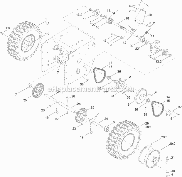 Toro 23740 (314000001-314999999) Walk-behind Rotary Broom, 2014 Drive Assembly Diagram