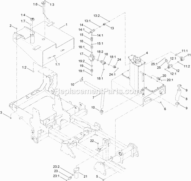 Toro 23800A (314000001-314999999) 2024 Directional Drill, 2014 Fuel Tank and Hydraulic Tank Assembly Diagram