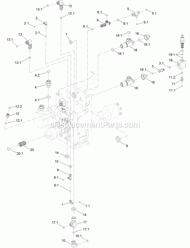 Toro 23800A (315000001-315999999) 2024 Directional Drill, 2015 Rotary Hydraulic Fitting Assembly Diagram