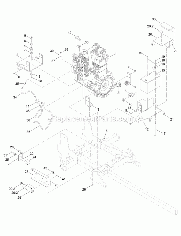 Toro 23800C (314000001-314999999) 2024 Directional Drill, 2014 Engine and Battery Assembly Diagram
