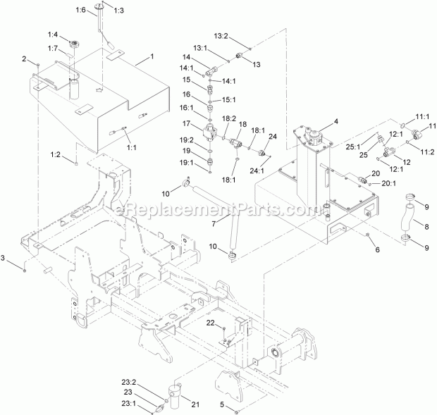 Toro 23800C (315000001-315999999) 2024 Directional Drill, 2015 Fuel Tank and Hydraulic Tank Assembly Diagram