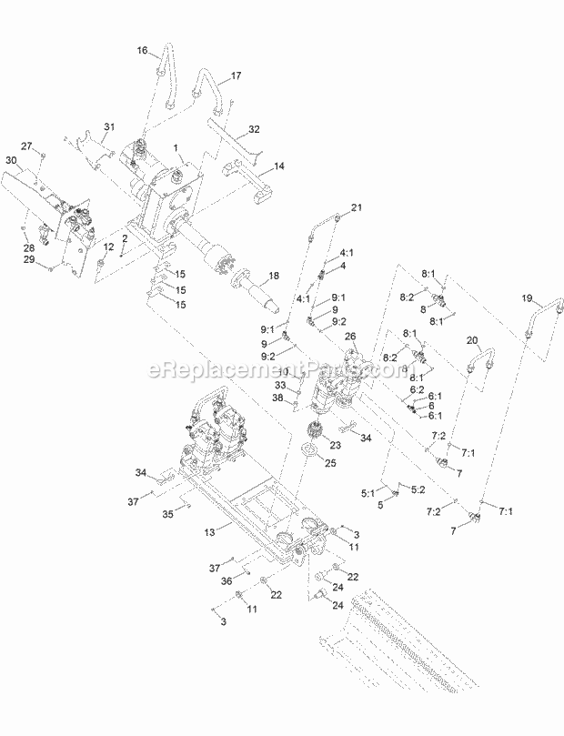 Toro 23800C (315000001-315999999) 2024 Directional Drill, 2015 Rotary Gearbox and Carriage Assembly Diagram