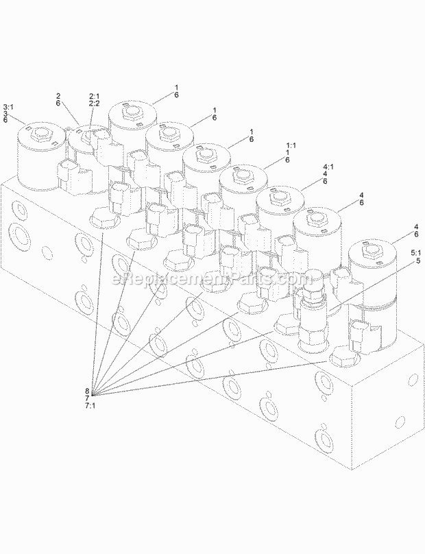 Toro 23800W (315000001-315999999) 2024 Directional Drill, 2015 9 Section Hydraulic Valve Assembly No. Au111494 Diagram