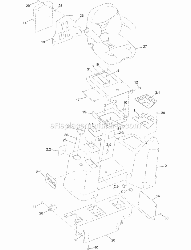 Toro 23800 (313000501-313999999) 2024 Directional Drill, 2013 Operator Platform Assembly Diagram