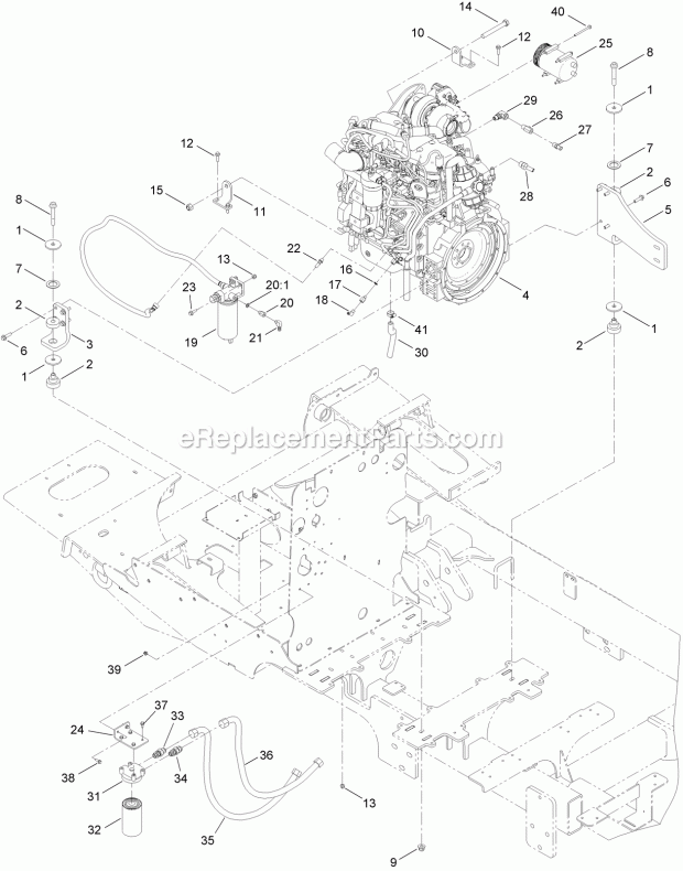 Toro 23823W (315000001-315999999) 4045 Directional Drill With Cab, 2015 Engine and Mounting Assembly Diagram