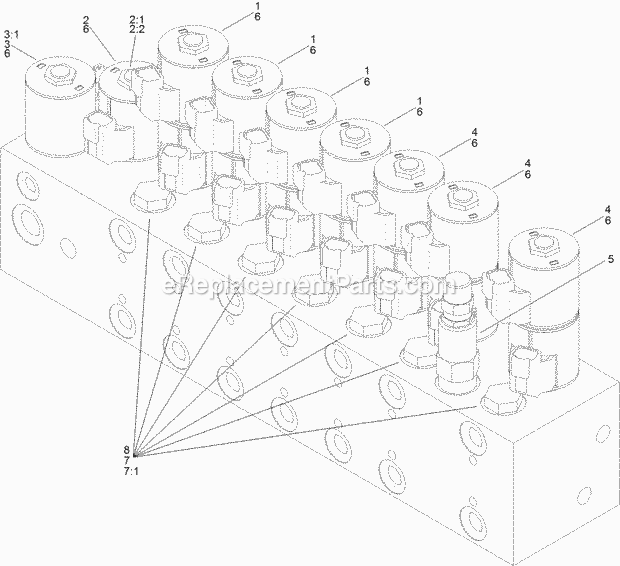 Toro 23823W (315000001-315999999) 4045 Directional Drill With Cab, 2015 9 Section Hydraulic Valve Assembly No. Au111494 Diagram