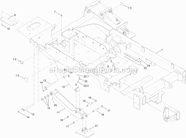Toro 23823 (314000001-314000500) 4045 Directional Drill With Cab, 2014 Main Frame and Stablizer Assembly Diagram