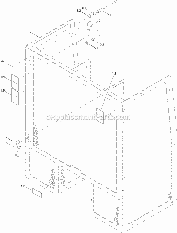Toro 23823 (314000001-314000500) 4045 Directional Drill With Cab, 2014 Stakedown Cage Assembly No. 125-6512 Diagram