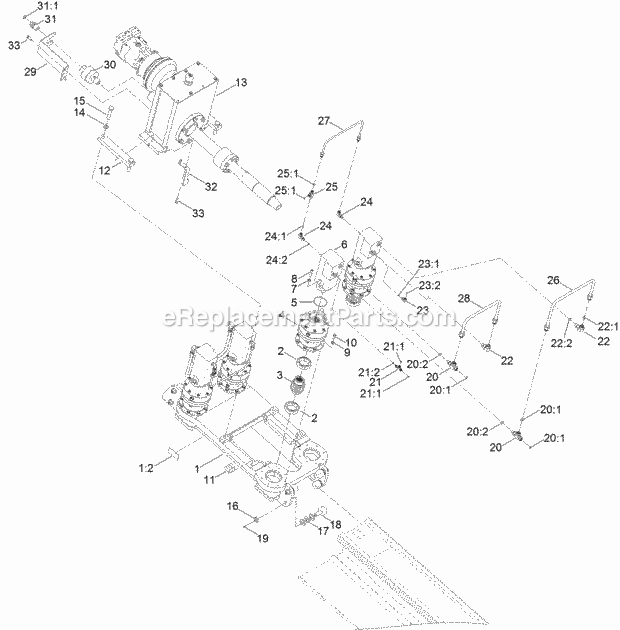 Toro 23823 (314000001-314000500) 4045 Directional Drill With Cab, 2014 Carriage and Rotary Assembly Diagram