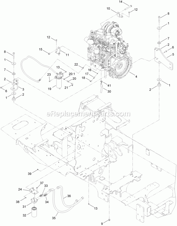 Toro 23825 (314000001-314000500) 4045 Directional Drill, 2014 Engine Assembly Diagram
