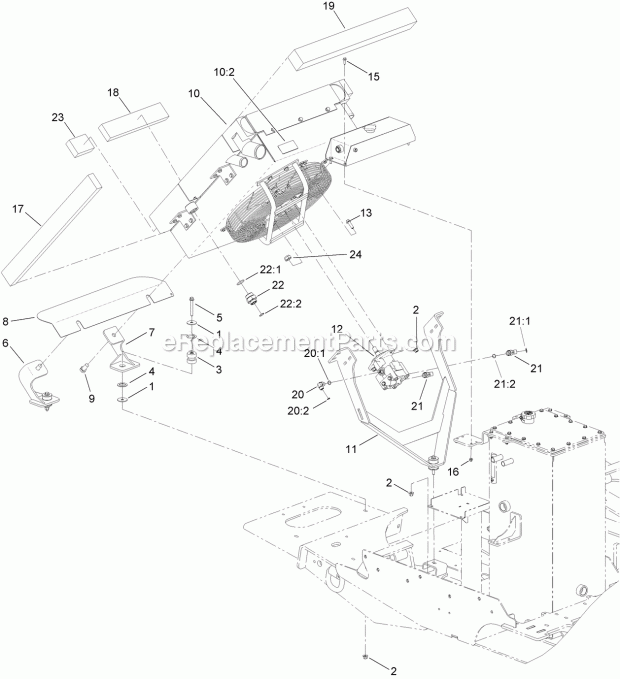 Toro 23825 (314000501-314999999) 4045 Directional Drill, 2014 Cooling Package Assembly Diagram