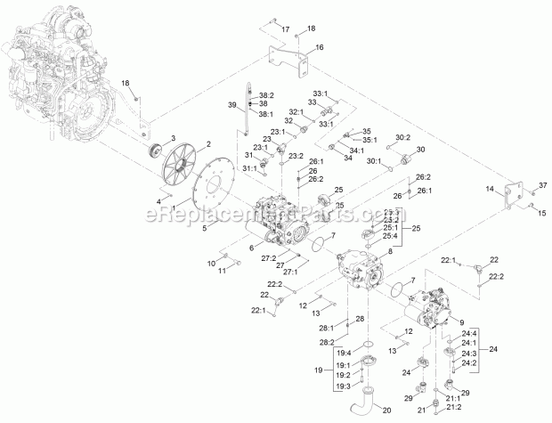 Toro 23898 (315000001-315999999) 4050 Directional Drill, 2015 Hydraulic Pump Assembly Diagram
