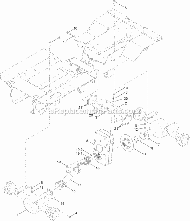 Toro 25400A (314000001-314999999) Pro Sneak 360 Vibratory Plow, 2014 Transmission and Drive Axle Assembly Diagram