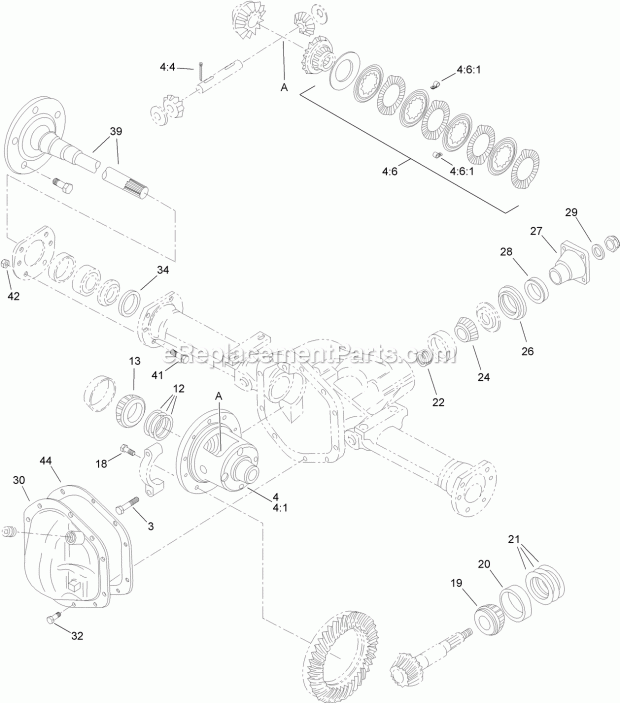 Toro 25400C (314000001-314999999) Pro Sneak 360 Vibratory Plow, 2014 Drive Axle Assembly No. Au110858a1-03 Diagram