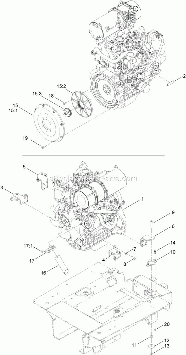 Toro 25403A (314000001-314999999) Pro Sneak 365 Vibratory Plow, 2014 Engine Assembly Diagram