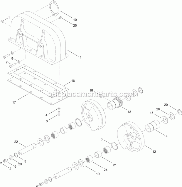 Toro 25403A (314000001-314999999) Pro Sneak 365 Vibratory Plow, 2014 Gear Case Assembly No. Auh530204 Diagram