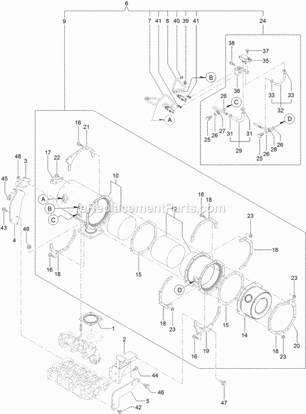 Toro 25403C (314000001-314999999) Pro Sneak 365 Vibratory Plow, 2014 Diesel Particulate Filter Assembly Diagram