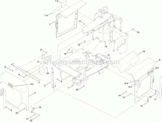 Toro 25403C (314000001-314999999) Pro Sneak 365 Vibratory Plow, 2014 Front Frame and Panel Assembly Diagram