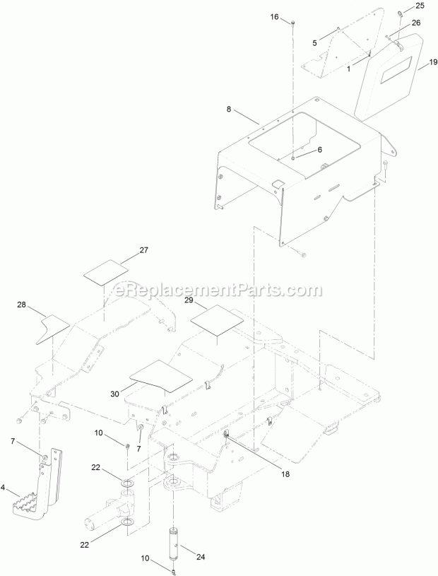 Toro 25403C (314000001-314999999) Pro Sneak 365 Vibratory Plow, 2014 Support and Floorboard Assembly Diagram