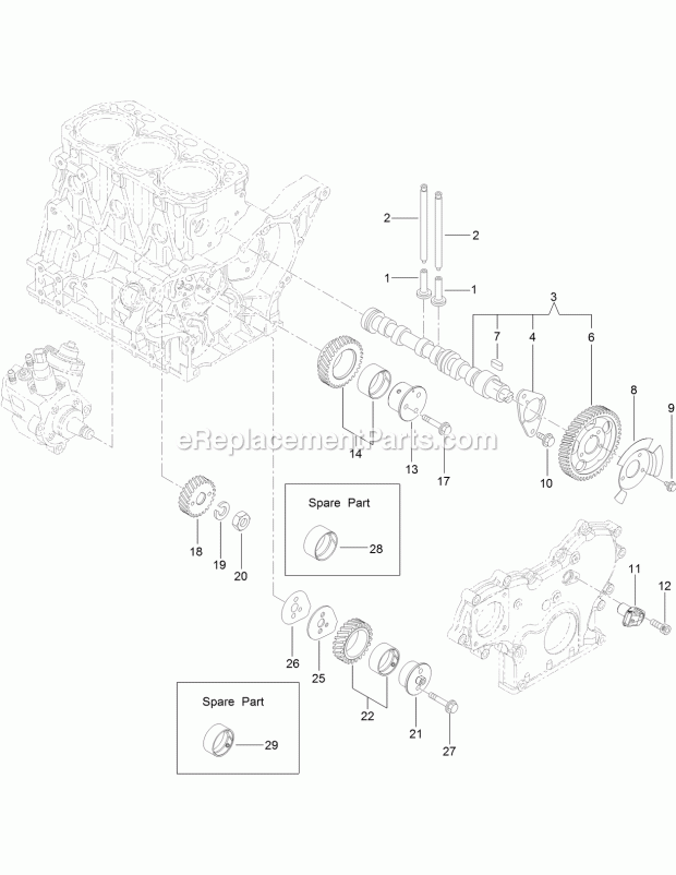 Toro 25403C (314000001-314999999) Pro Sneak 365 Vibratory Plow, 2014 Camshaft and Driving Gear Assembly Diagram