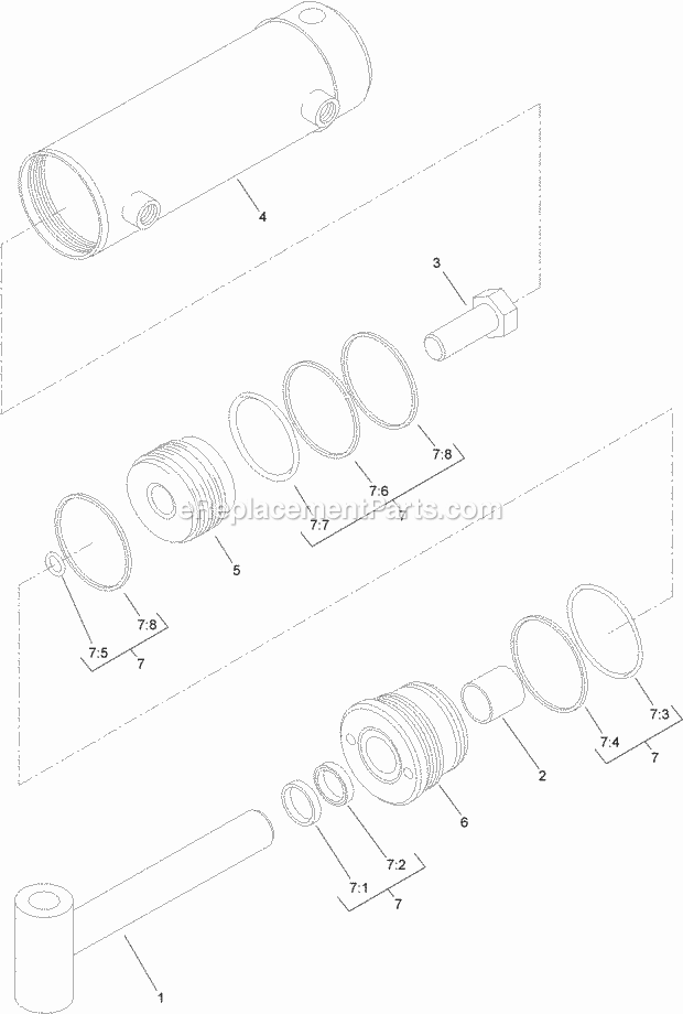 Toro 25430A (315000001-315000500) Rt600 Traction Unit, 2015 Hydraulic Cylinder Assembly No. Au103989a1 Diagram