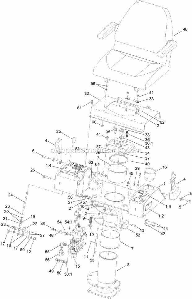 Toro 25430C (315000001-315000500) Rt600 Traction Unit, 2015 Seat and Mounting Assembly Diagram