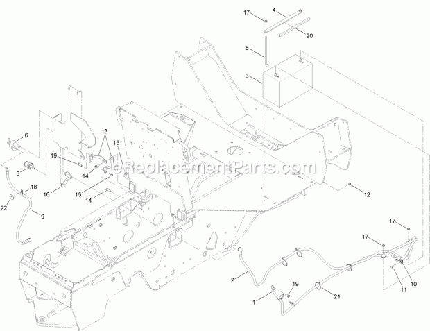 Toro 25430W (315000001-315000500) Rt600 Traction Unit, 2015 Battery and Cable Assembly Diagram
