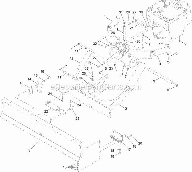 Toro 25430 (314000001-314999999) Rt600 Traction Unit, 2014 Backfill Blade Assembly Diagram