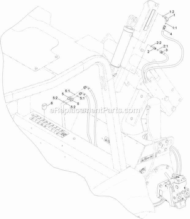 Toro 25447 60in Hydraulic Crumber, Rt1200 Traction Unit Hose Assembly Diagram